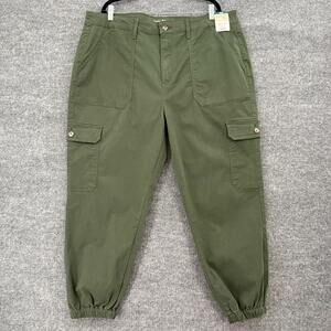 Terra & Sky Womens Cargo Jogger Pants Plus Size 20W Olive Green Utility Stretch